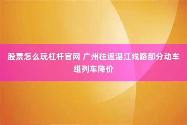股票怎么玩杠杆官网 广州往返湛江线路部分动车组列车降价